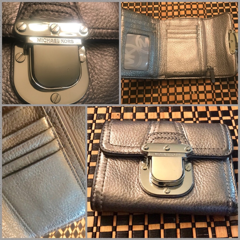 Michael Kors metallic silver bifold wallet